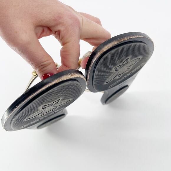 Gucci Gold Metallic Marmont GG Double G Thong Flip Flop Flat Sandal size EU 36.5 - Picture 5 of 12